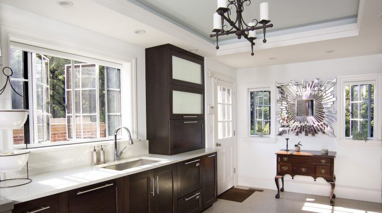 Black and White kitchen with Phantom Screens retractable window screen