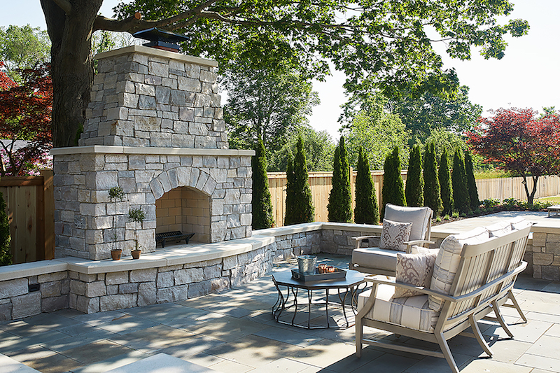 fireplace in backyard